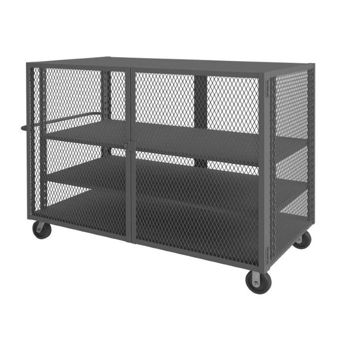 HTL-3672-DD-2AS-95 Security Mesh Truck, 3 Shelves, 36 x 72