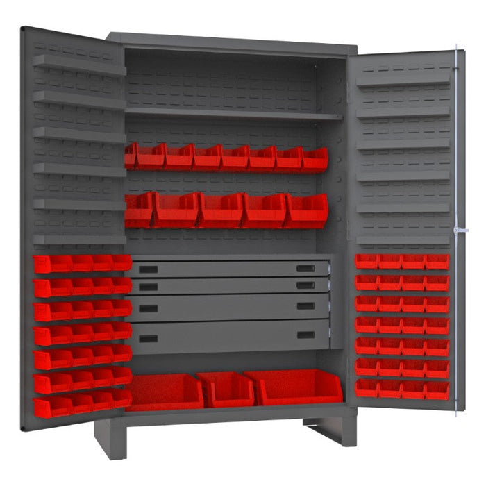 JCBDLP724RDR-1795 4 Drawer Cabinet, 2 Shelves, 72 Bins