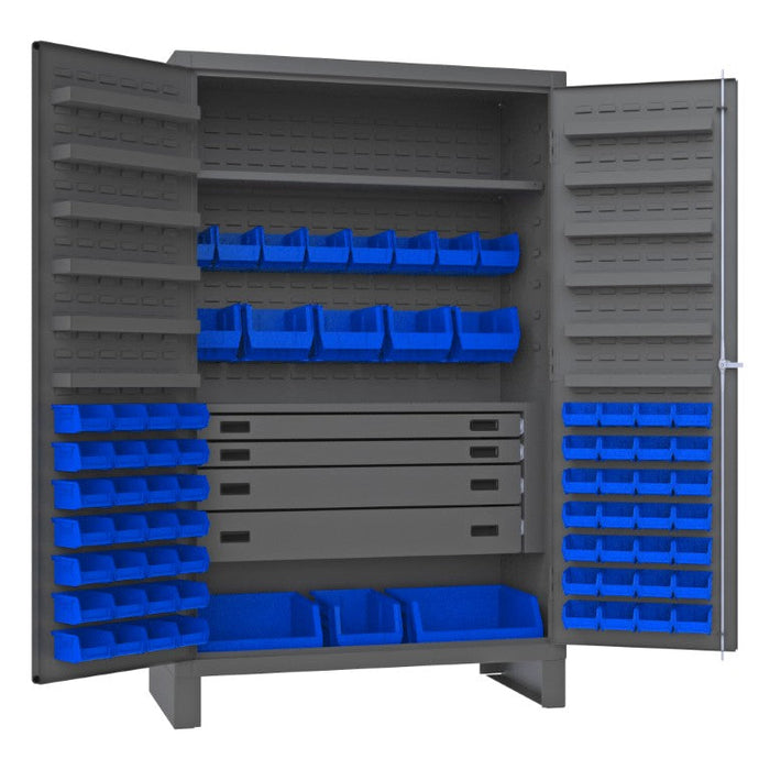 JCBDLP724RDR-5295 4 Drawer Cabinet, 2 Shelves, 72 Bins