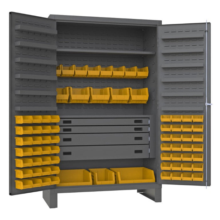 JCBDLP724RDR-95 4 Drawer Cabinet, 2 Shelves, 72 Bins