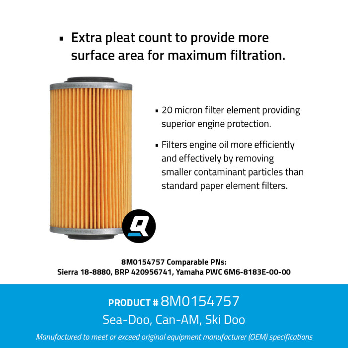 Quicksilver 8M0154757 20 Micron Oil Filter for Various Marine Engines