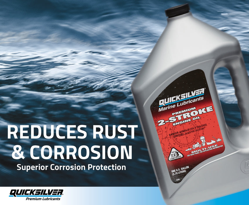 Quicksilver Premium 2-Stroke Engine Oil for Outboards, PWCs, Snowmobiles and Motorcycles, 1 Quart