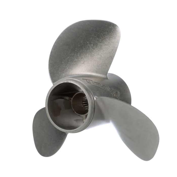 Quicksilver Bravo Three 13.5" Diameter X 28" Pitch, 3-Blade Stainless Steel Propeller, Right Hand Rotation, Matte Finish