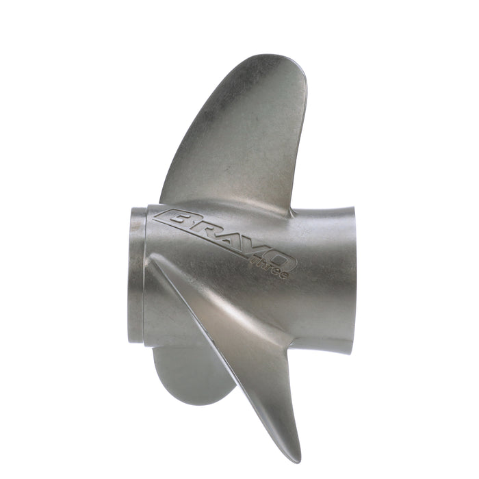Quicksilver Bravo Three 14.4" Diameter X 19" Pitch, 3-Blade Stainless Steel Propeller, Right Hand Rotation, Matte Finish