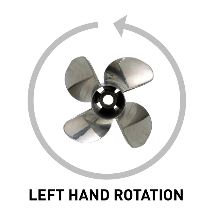 Quicksilver Q4 14.6" Diameter X 19" Pitch, 4-Blade Stainless Steel Propeller, Left Hand Rotation