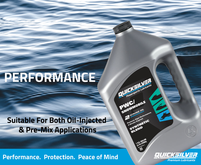 Quicksilver 2-Stroke PWC/Snowmobile Engine Oil, Premium Synthetic Blend, 1 Gallon