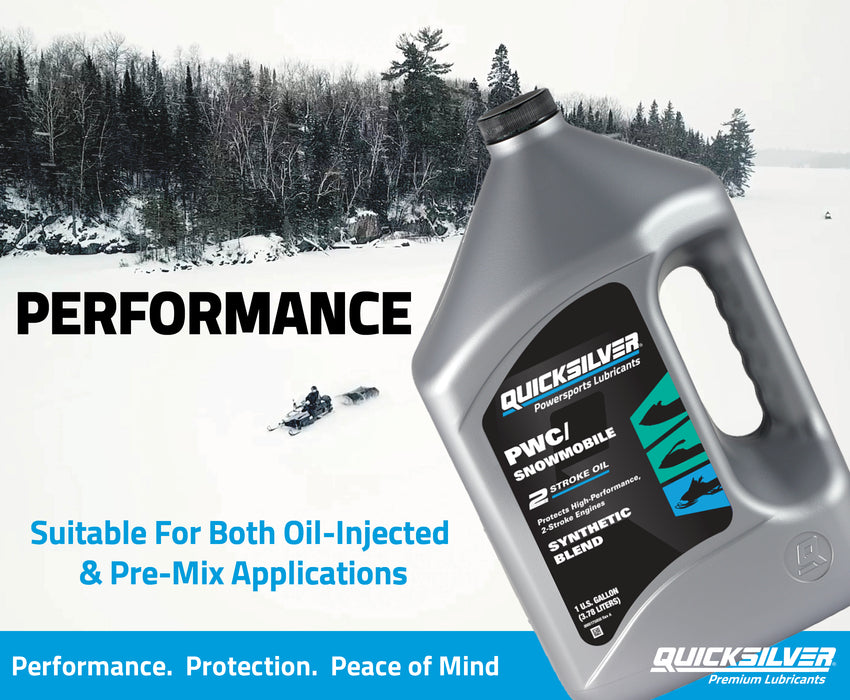 Quicksilver 2-Stroke PWC/Snowmobile Engine Oil, Premium Synthetic Blend, 1 Quart