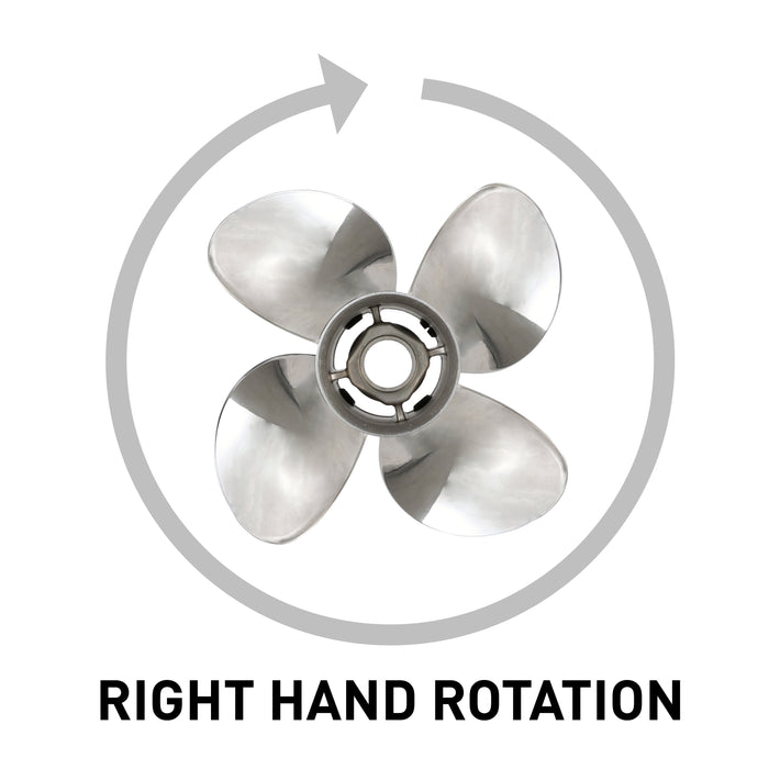 Quicksilver Q4 13.5" Diameter X 15" Pitch, 4-Blade Stainless Steel Propeller, Right Hand Rotation