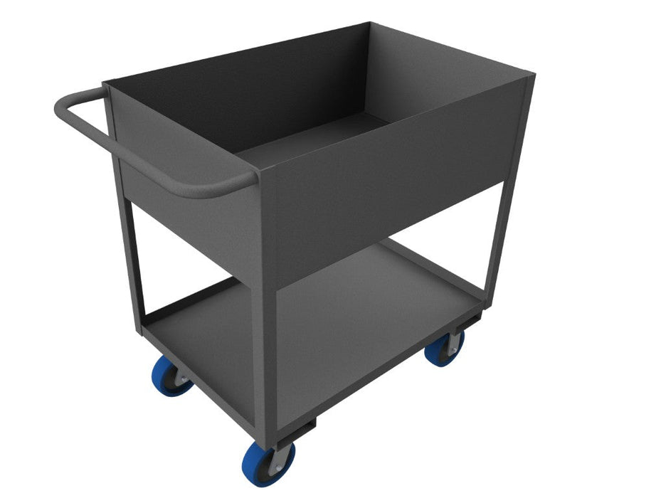 RSC12-2436-2-3.6K-6PU-95 Stock Cart, 2 Shelves, High Lip, 24 x 36