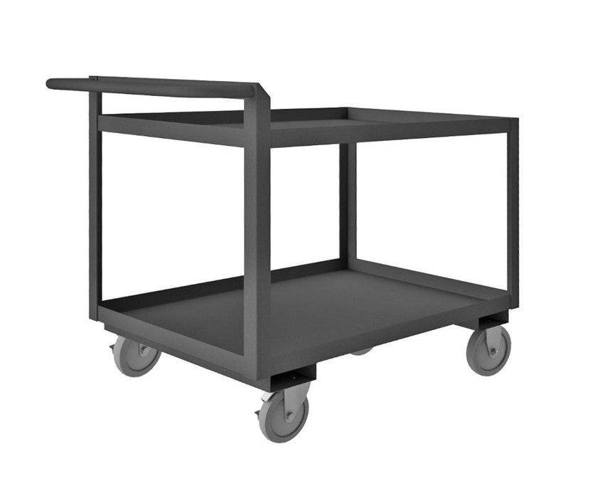 RSCR-243036-ALU-5PU-95 Stock Cart, 2 Shelves, Raised Handle
