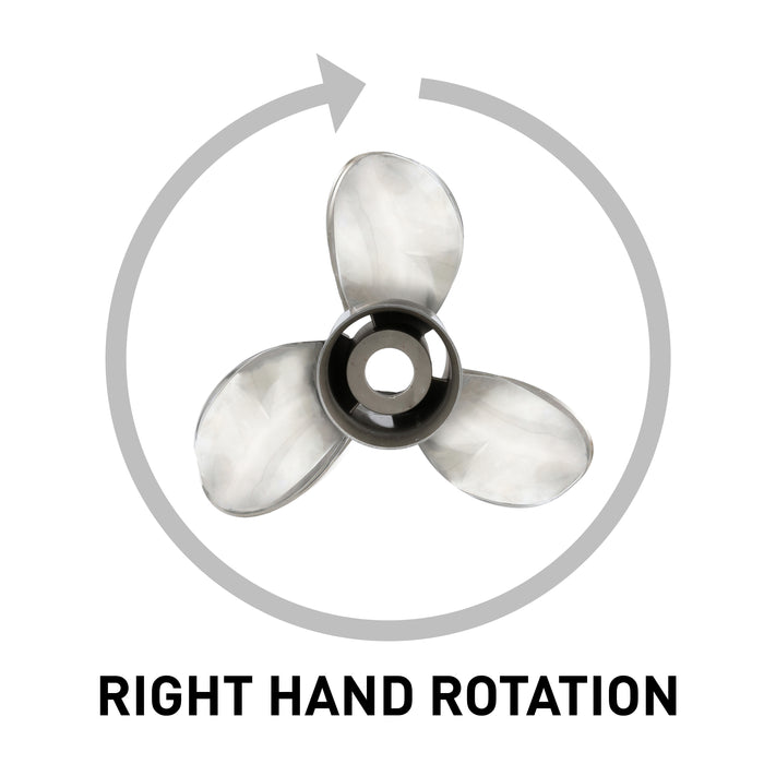 Quicksilver QS5114X Silverado 13.375" Diameter X 14" Pitch, 3-Blade Stainless Steel Propeller, Right Hand Rotation, 40 CT, 125hp