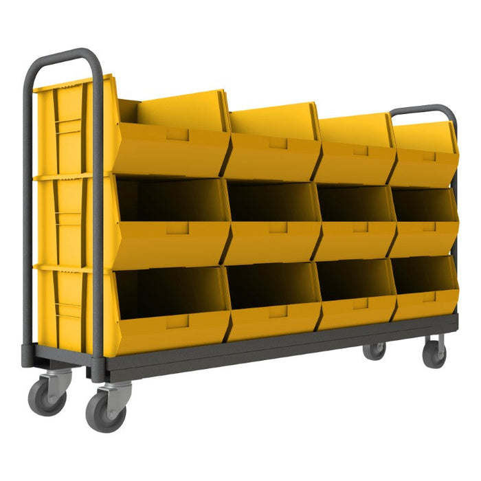 TBR-187847-12B-5PU-95 Tub Rack, 12 Yellow Bins, Push Handle